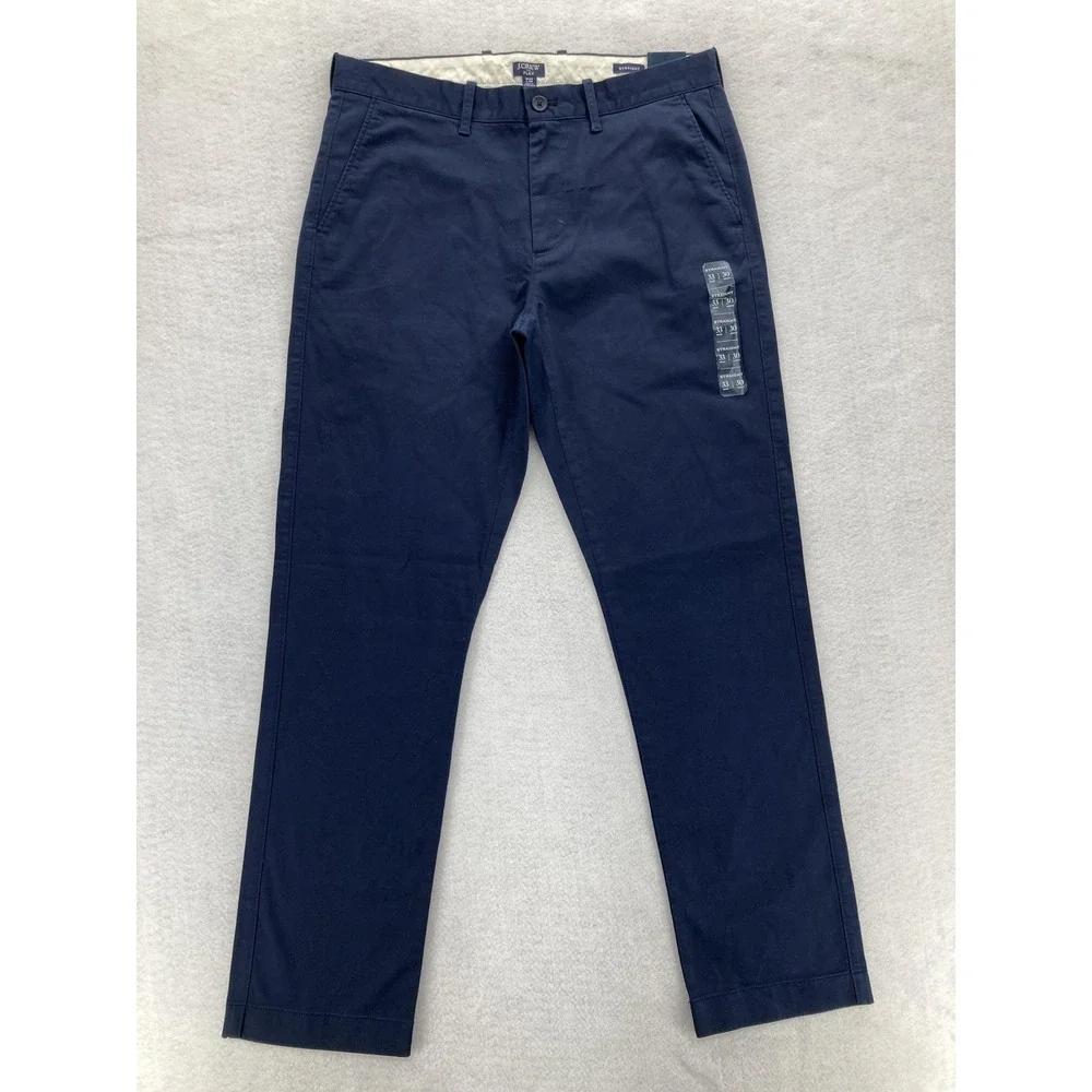 J.Crew Flex Pants Mens 34x32 Straight Fit Blue Stretch Preppy Chino Casual READ